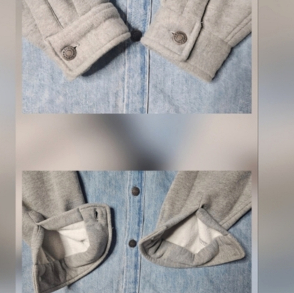 Supreme FW22 | Denim | Button Up | Quilted Fleece | 90s Style Gray Hooded Jacket - Picture 15 of 16